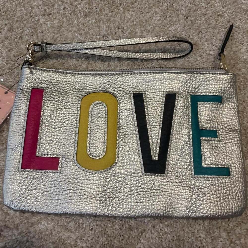 Juicy Couture Silver LOVE Wristlet Clutch Bag